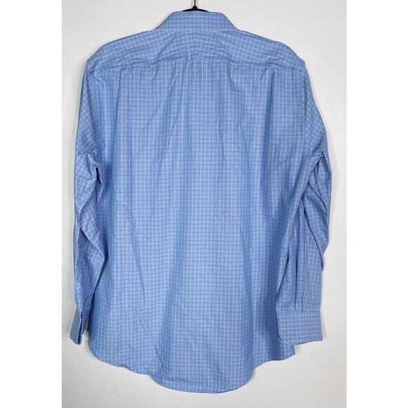 Nordstrom Men 16 /32-33 Blue Plaid Trim Fit Button Down Dress Shirt Wrinkle Free - Picture 2 of 9